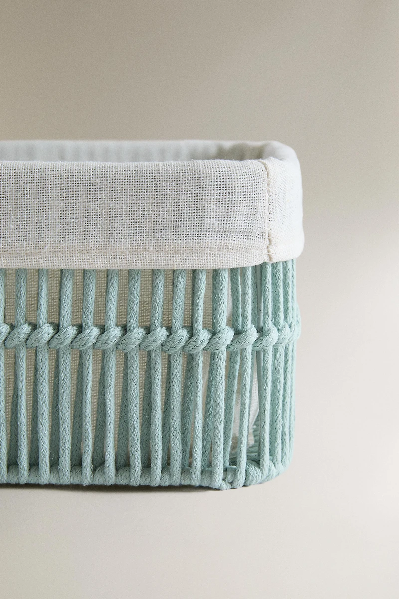 RECTANGULAR COTTON-LINED BASKET