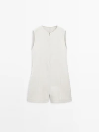 Linen blend short jumpsuit