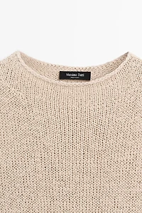 Linen blend knit top