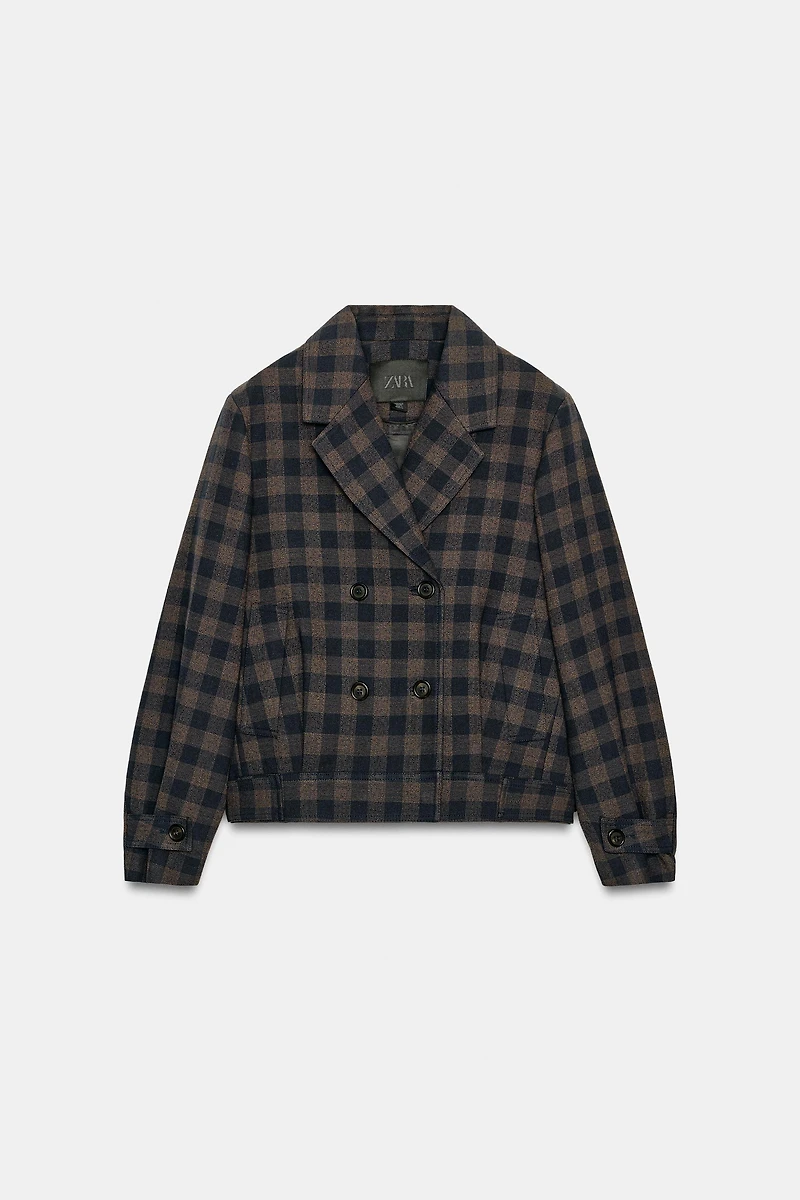 VESTE À CARREAUX BOUTONNAGE CROISÉ ZW COLLECTION