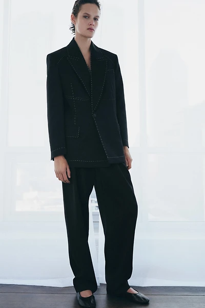 CONTRAST TOPSTITCHING BLAZER ZW COLLECTION LIMITED EDITION