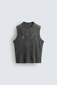 PRINTED WASHED KNIT TANK TOP