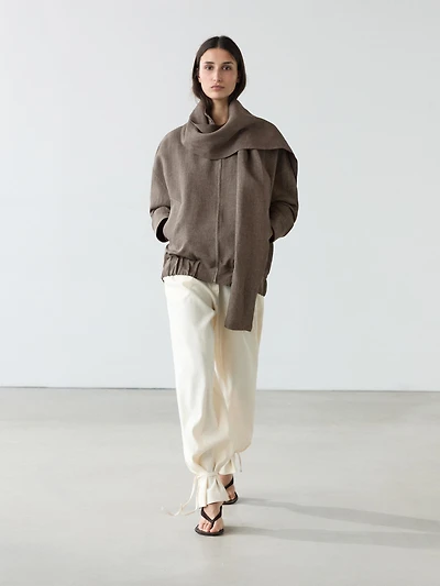 Veste bomber foulard mélange lin