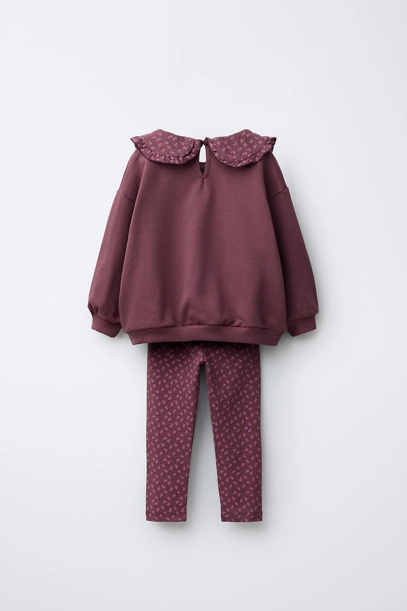 FLORAL SWEATSHIRT AND LEGGING JOGGING SET