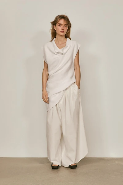 100% linen asymmetric top with cowl neck - LIMITED EDITION