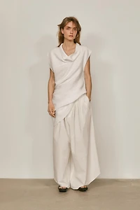 100% linen asymmetric top with cowl neck - LIMITED EDITION