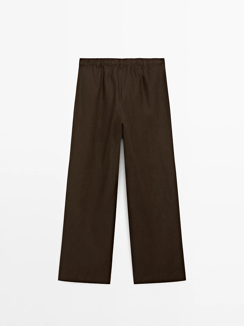 100% linen triple darted trousers
