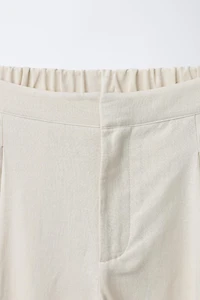 LINEN AND COTTON WIDE LEG BEADED PANTS