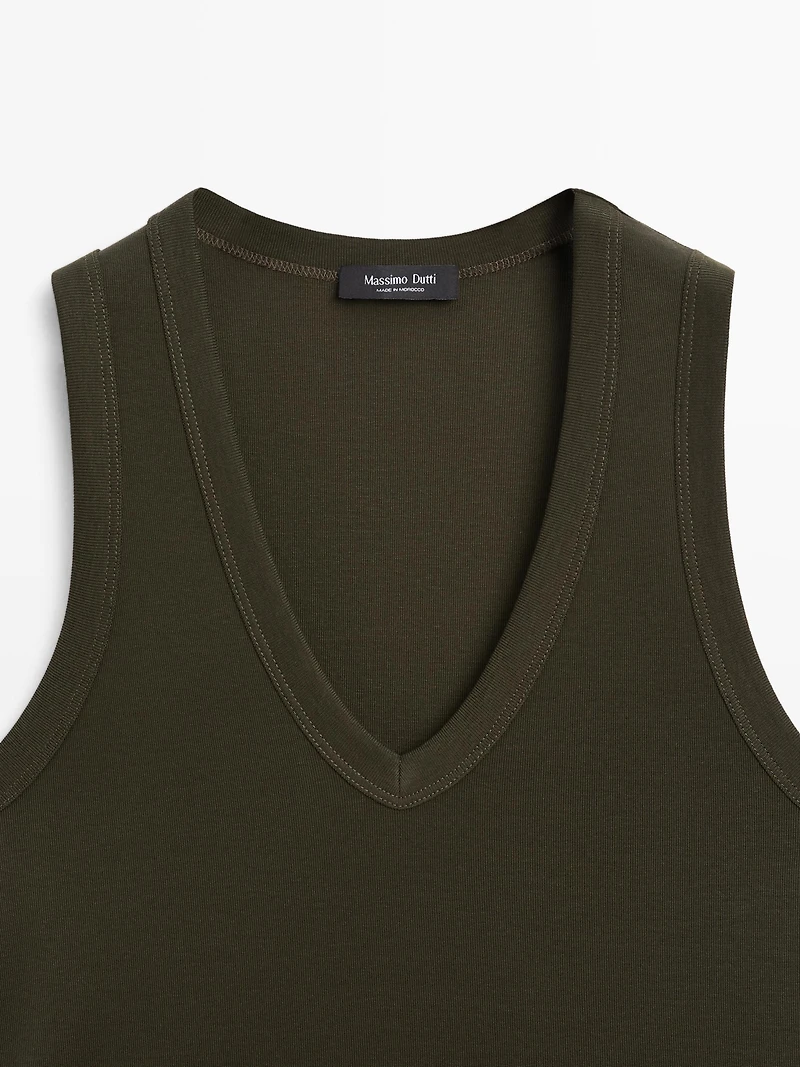 100% cotton strappy V-neck T-shirt