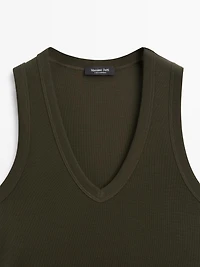 100% cotton strappy V-neck T-shirt