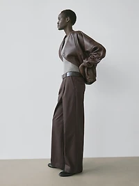 Asymmetric nappa leather bomber jacket