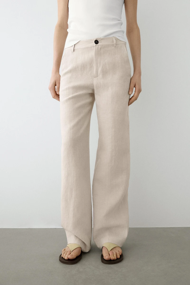 100% linen relaxed fit trousers