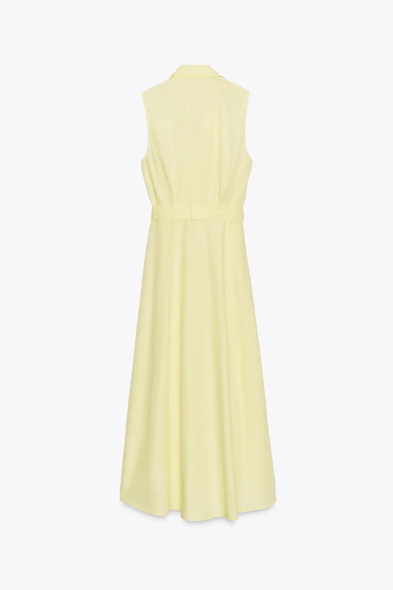 BELTED POPLIN MIDI DRESS