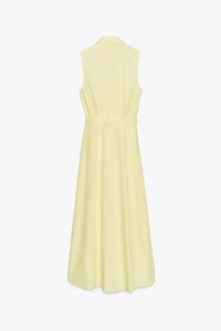 BELTED POPLIN MIDI DRESS