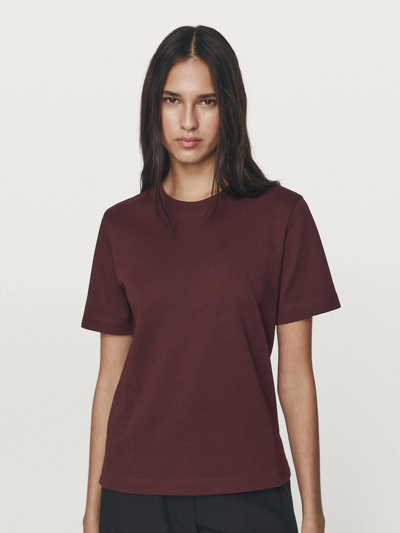 T-shirt à col rond 100 % coton interlock