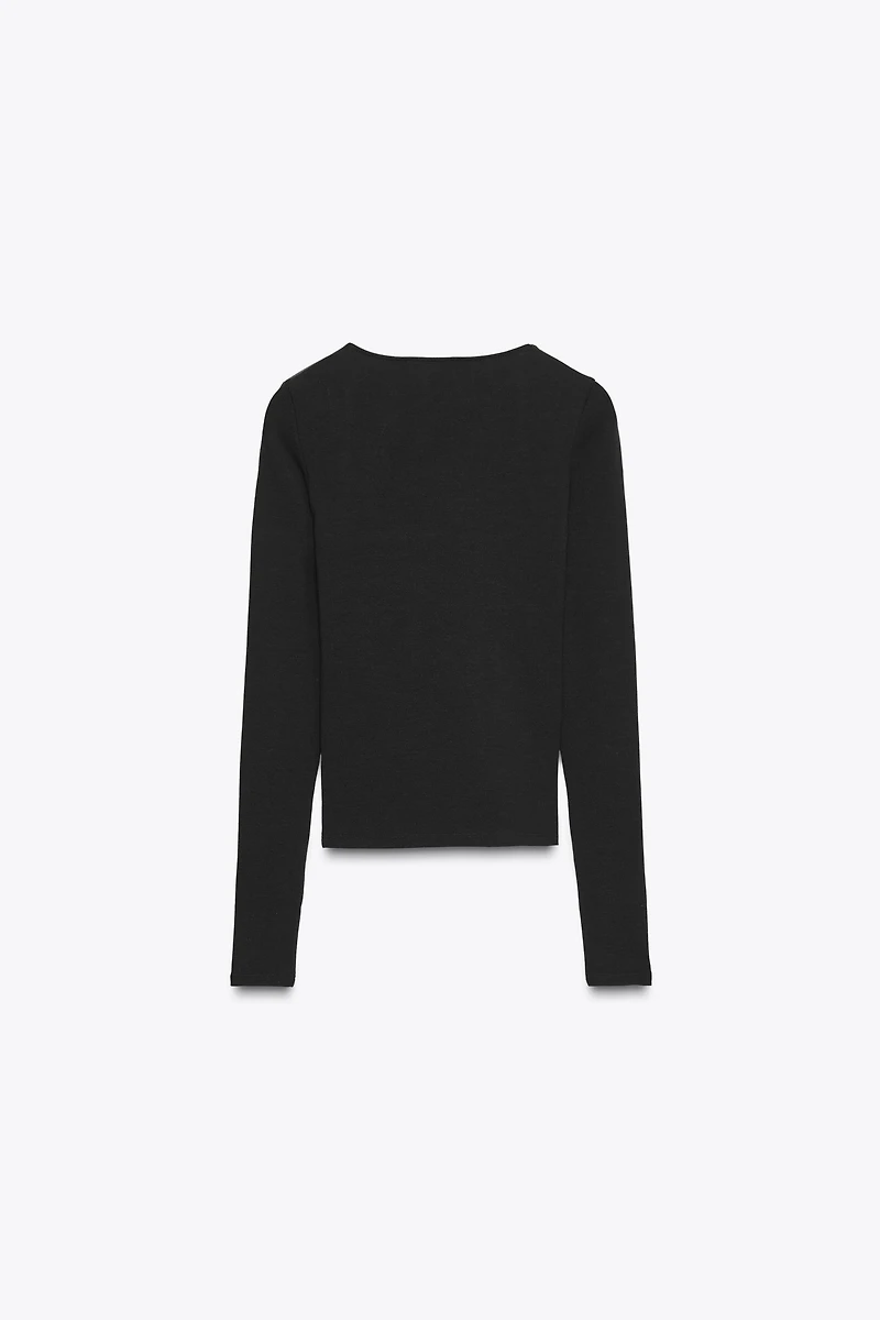 RIBBED SQUARE NECK TOP