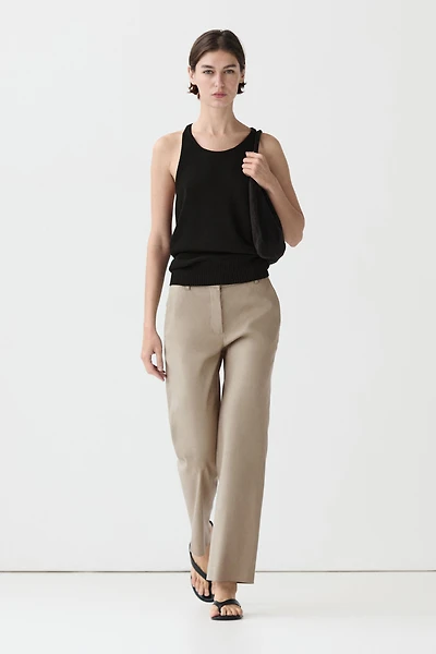 Straight-leg linen blend trousers