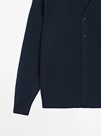 Cardigan à col en V laine mélangée