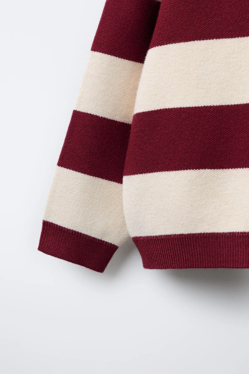 STRIPED VARSITY KNIT POLO SHIRT
