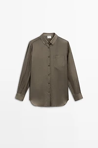 Flowing satin shirt with pocket - STUDIO