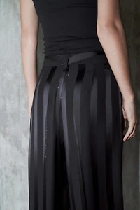 Jacquard Striped Pants with Metallic Thread
