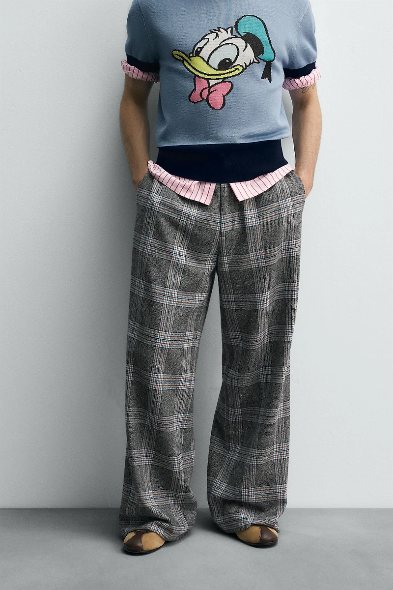 WIDE-LEG CHECK TROUSERS HARRY LAMBERT FOR ZARA X DISNEY