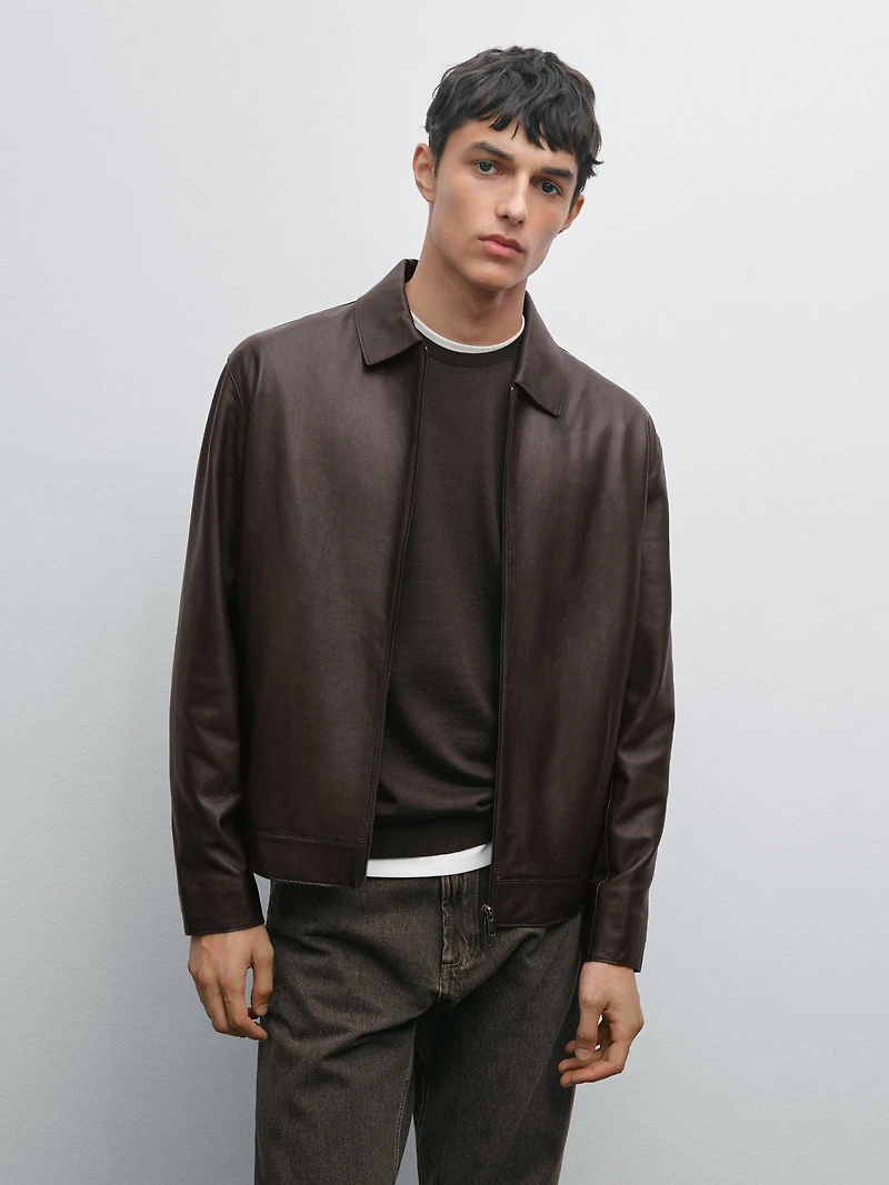 Cowhide nappa leather jacket