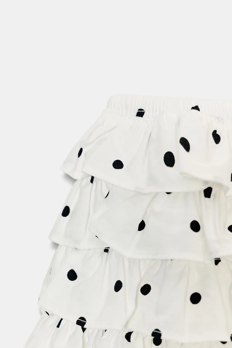 POLKA DOT RUFFLE MINI SHORTS