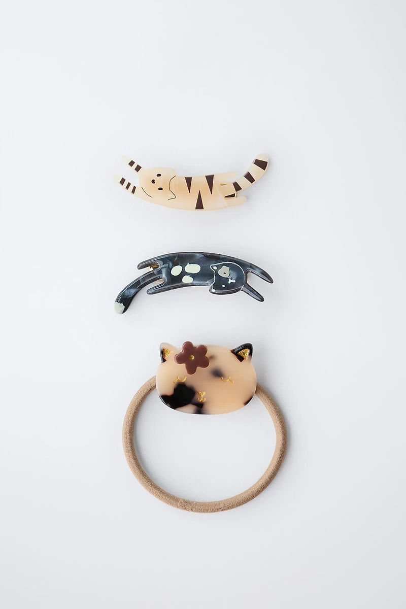 HAIR TIE AND KITTEN CLIP PACK