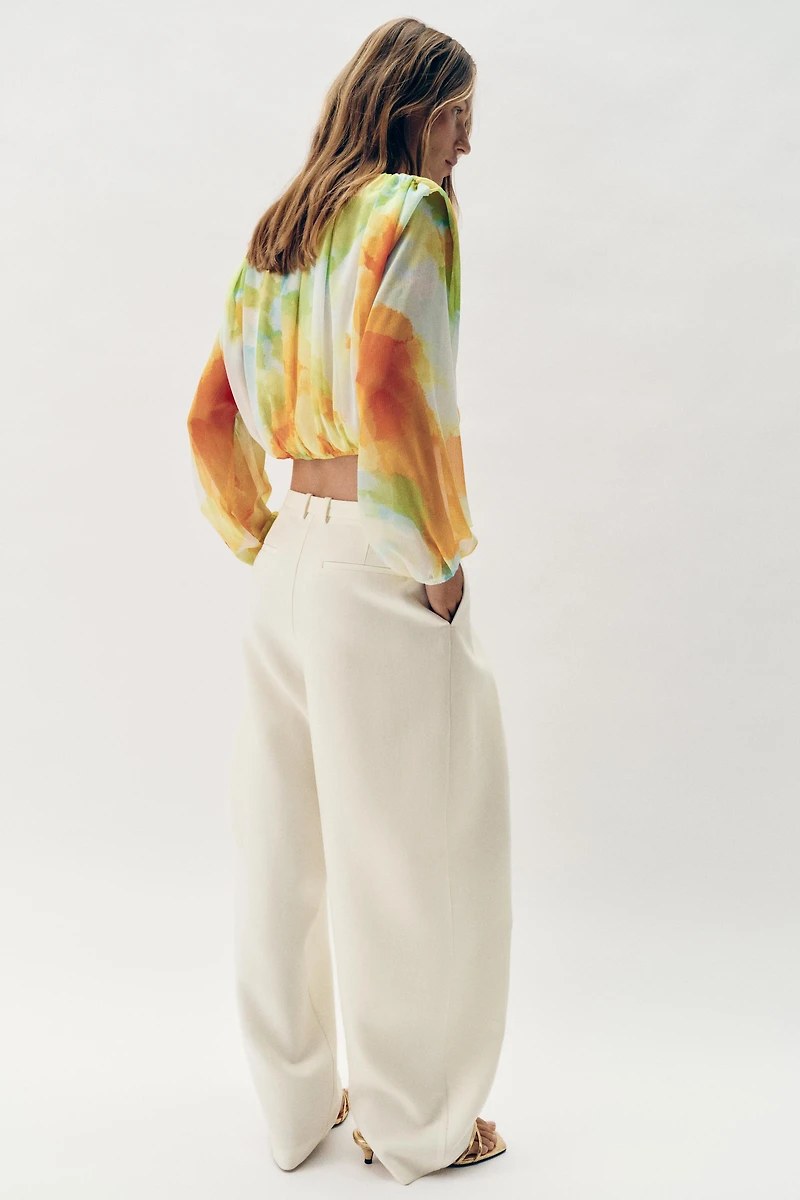 PRINTED CROPPED BLOUSE