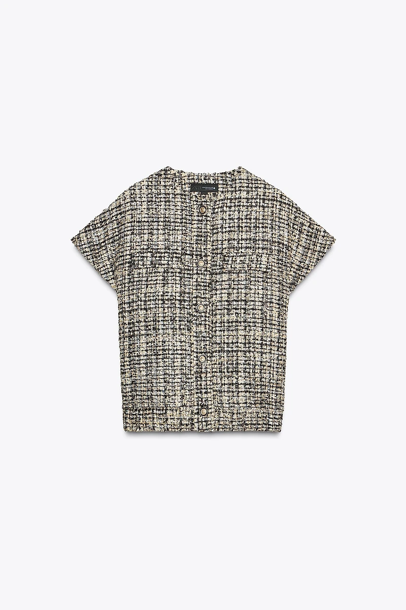 TEXTURED BUTTON VEST ZW COLLECTION