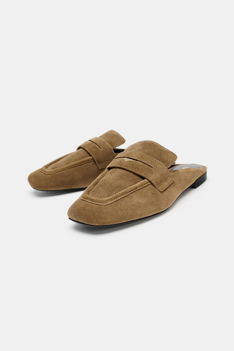 SPLIT LEATHER MULE LOAFERS