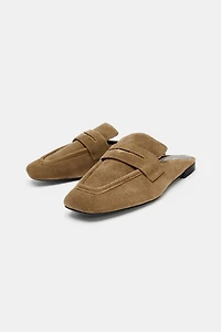 SPLIT LEATHER MULE LOAFERS