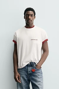 PRINTED TEXT POCKET T-SHIRT