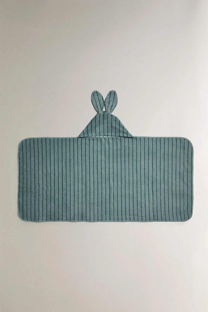 HOODED VELOUR STRIPED BATH TOWEL