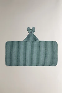 HOODED VELOUR STRIPED BATH TOWEL