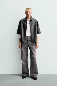 FAUX LEATHER RELAXED FIT OVERSHIRT