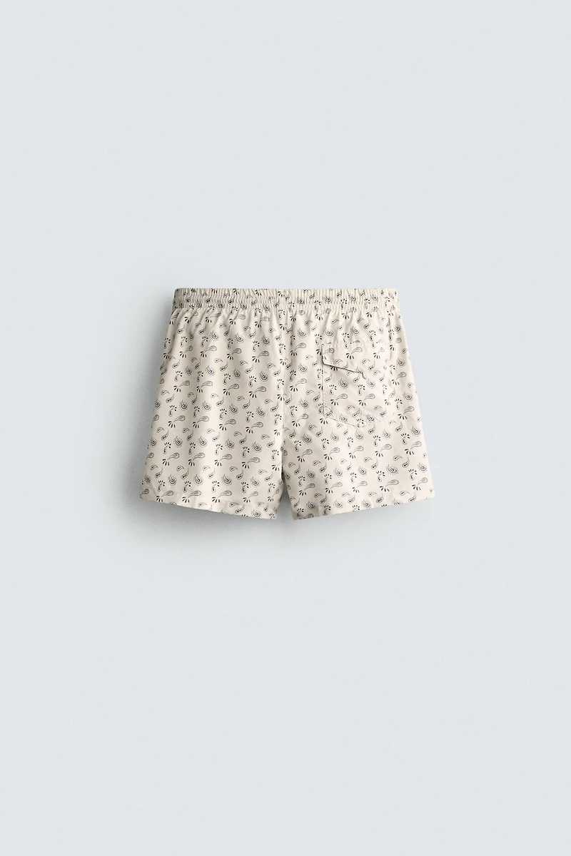 PAISLEY PRINT MID-LENGTH SWIM SHORTS