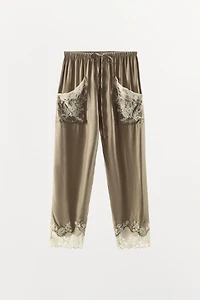 EMBROIDERED LACE LINGERIE PANTS