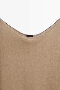 Linen blend flowing cape-style sweater