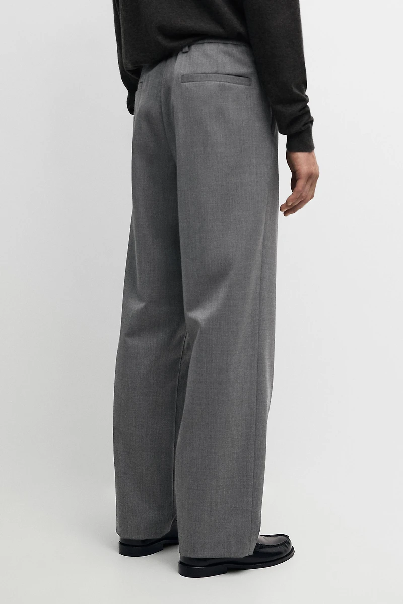Pantalon à pinces en mélange de laine froide
