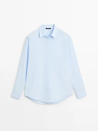 Poplin shirt with hidden buttons
