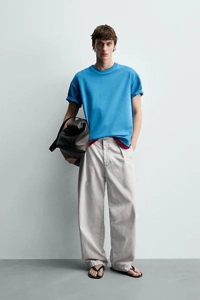 CONTRAST DOUBLE TRIM T-SHIRT