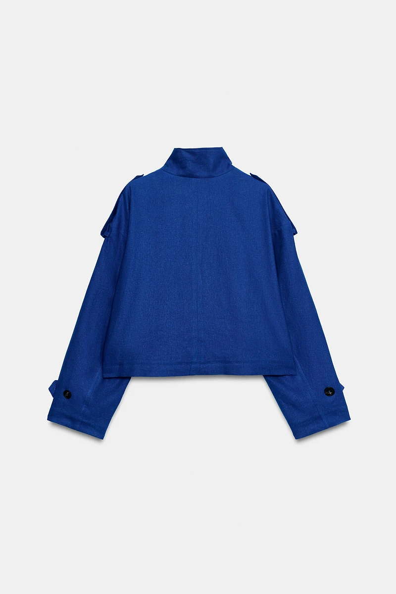 VESTE COL MONTANT EN LIN