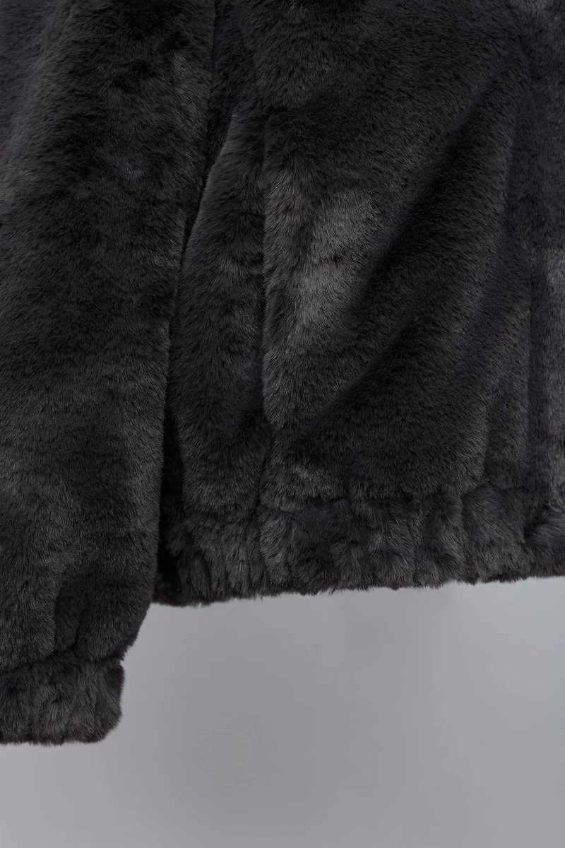 FAUX FUR HOODED JACKET