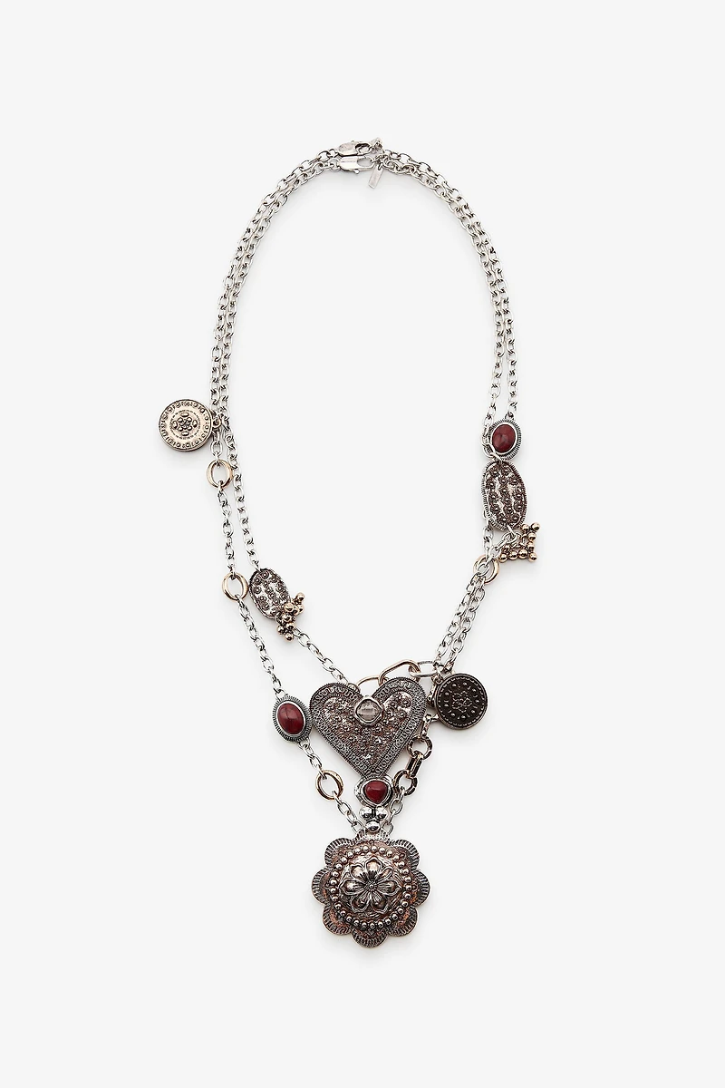 2-PACK HEART AND MEDALLION NECKLACES