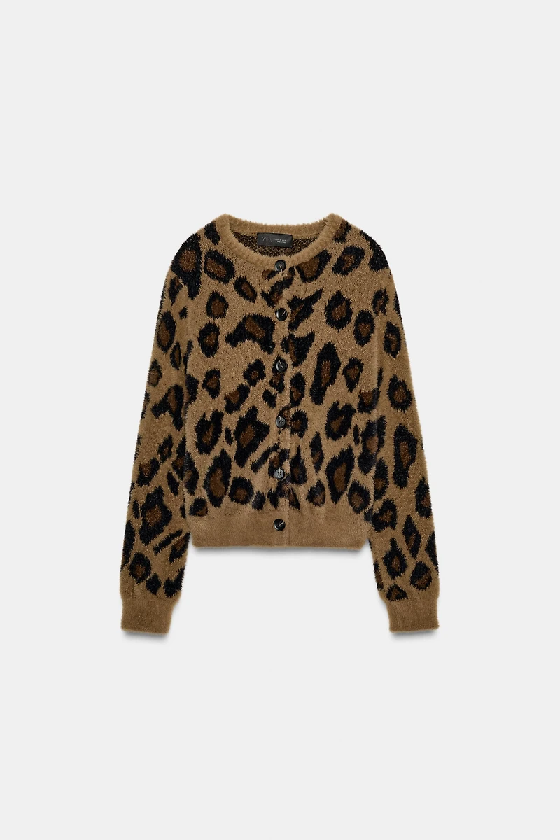 ANIMAL JACQUARD KNIT CARDIGAN