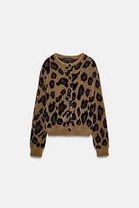 ANIMAL JACQUARD KNIT CARDIGAN