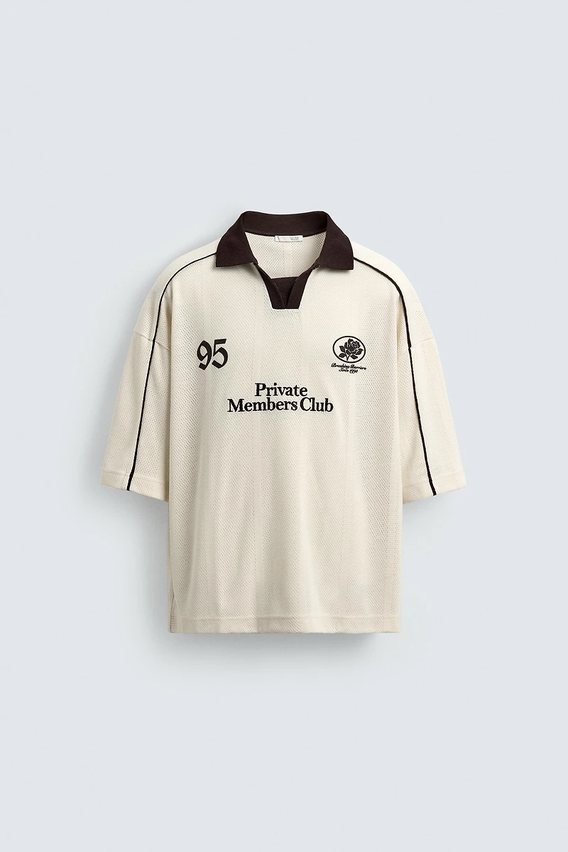 CONTRAST EMBROIDERED RETRO SOCCER POLO