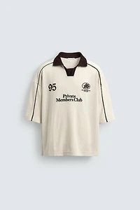 CONTRAST EMBROIDERED RETRO SOCCER POLO